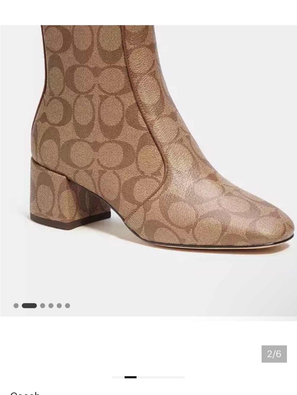Coach Brown Signature Monogram Block Heel Ankle Boot - Picture 3 of 4